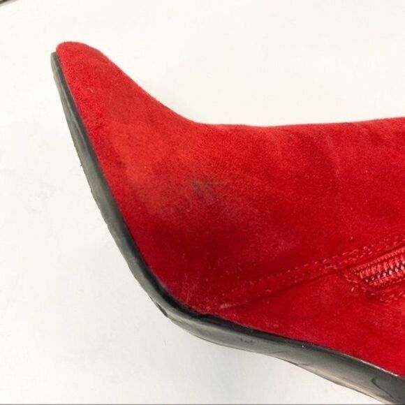 Women Sexy Red Pointed Toe Medium Heels Knee Boots Booties Gabrielle Shoes - Picture 7 of 10